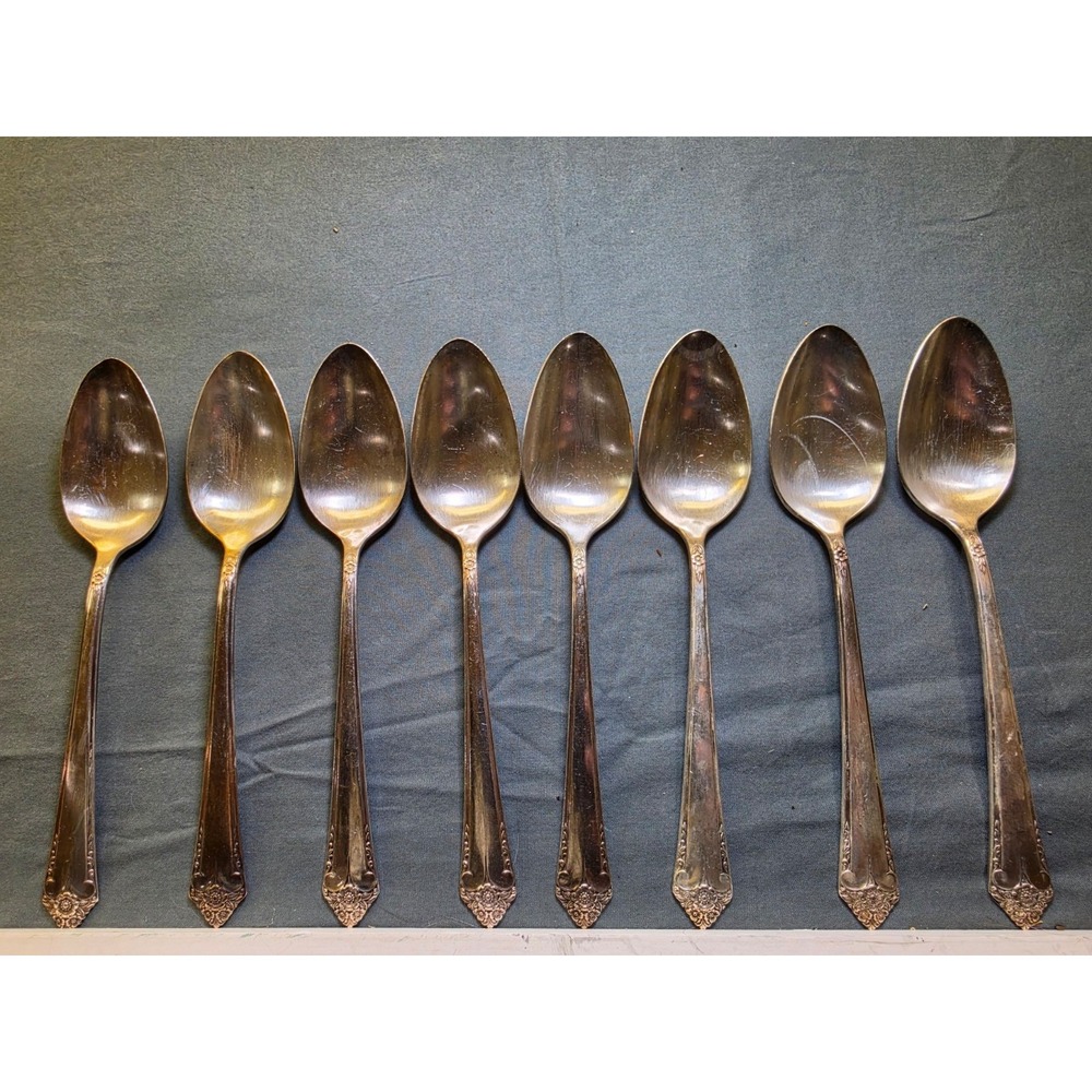 Vintage Rogers Bros Silverplate Tablespoons 8pc Floral Reinforced Plate IS
